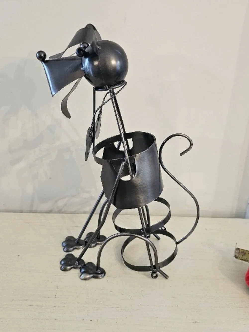 Dog Wine Bottle Holder WOOF Metal Art Whimsical